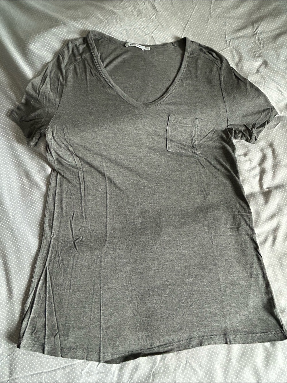 T by Alexander Wang V Neck Gray Short Sleeve Tee